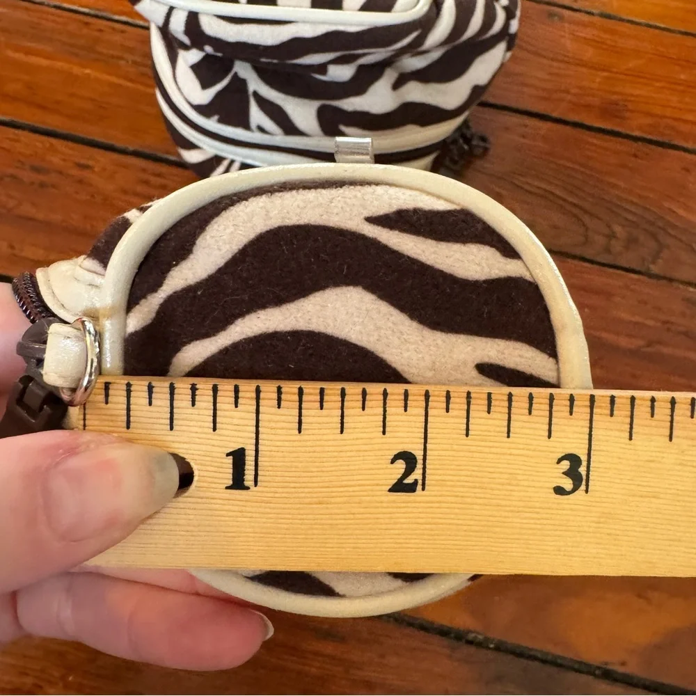 🧩 3/$20 Basics Brown Zebra Print Set of 2 Cosmetic Bag NWT
